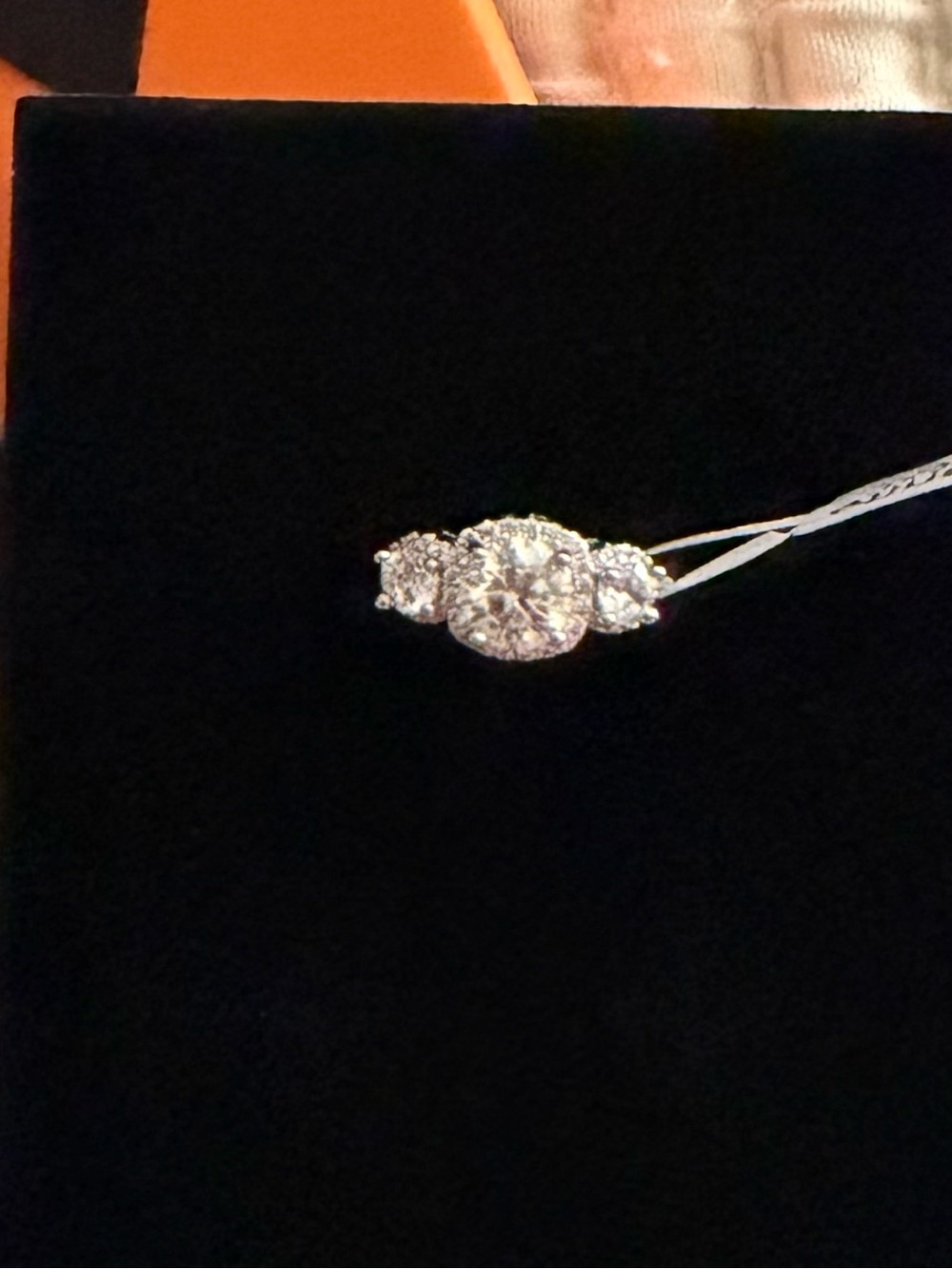 Silver Three-Stone Moissanite Ring 1.2 cts